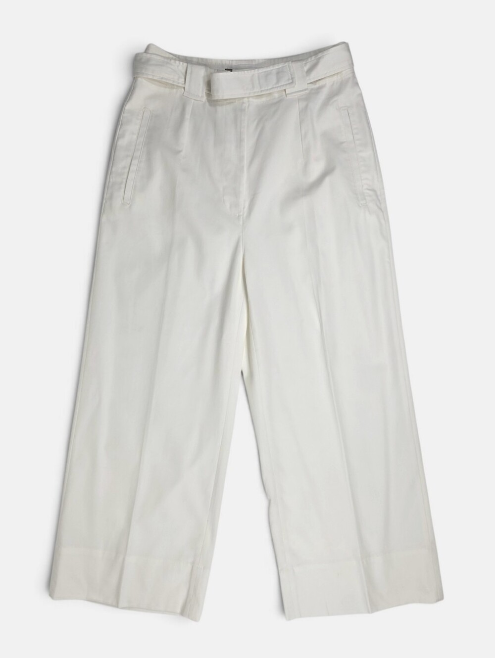 Banana Republic Oceanside Wide Leg Cropped Pants Womens 8 White Belted